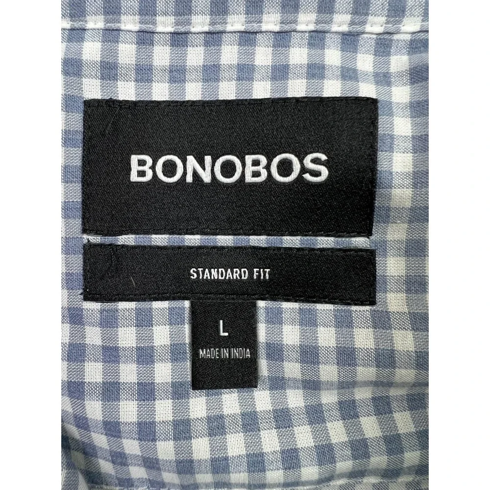 Bonobos Shirt Mens Large Blue Check Standard Fit Stretch Long Sleeve Button Down - Picture 3 of 7
